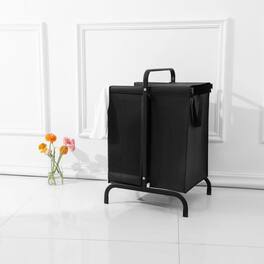 ELEMENT ACE - Large Two-Tier Laundry Hamper with Sorting Cards and Lid for Efficient Clothes and Toys Storage - Black