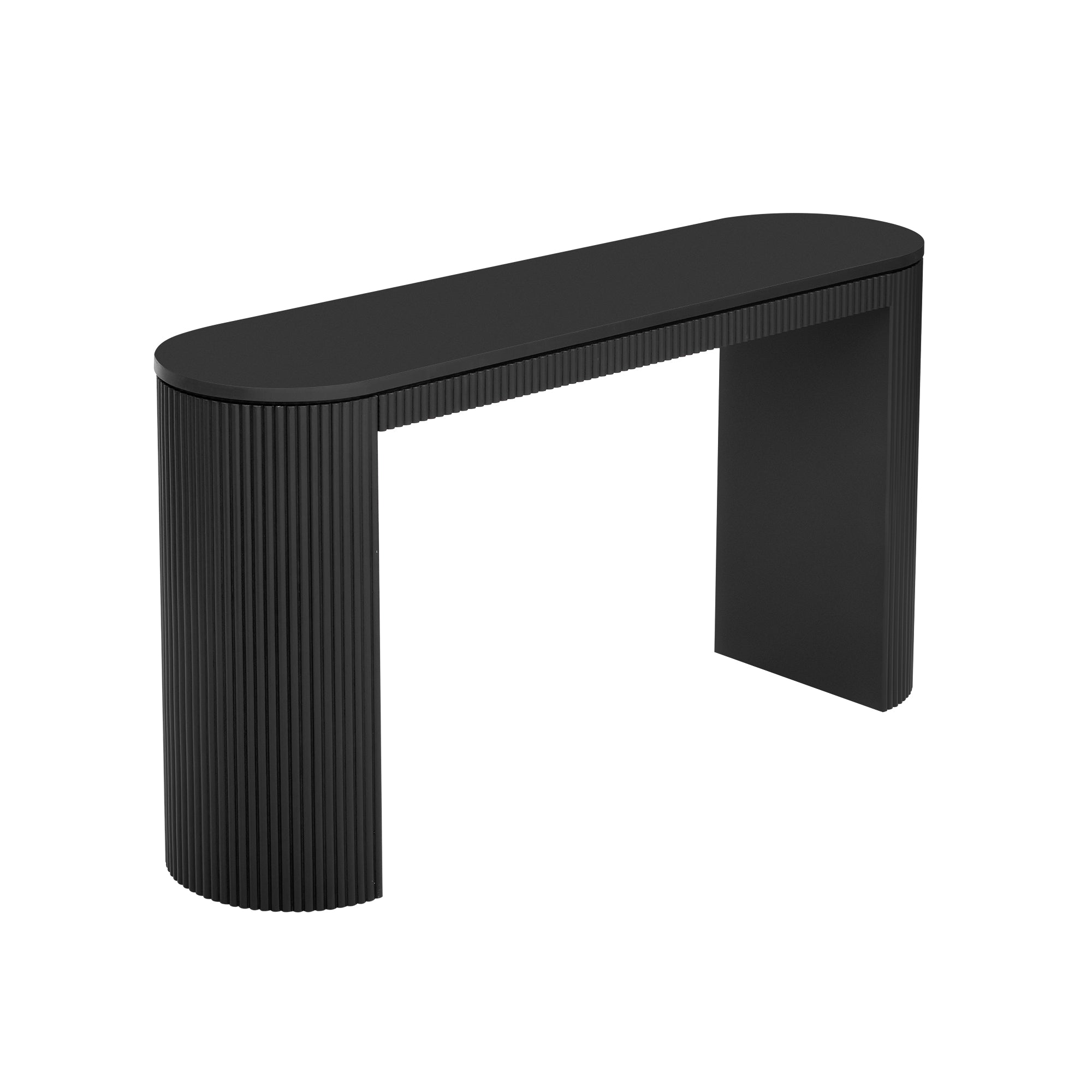 Alt View 8. Boyel Living - Modern Curved Console Table with Unique Vertical Stripe Design - Black.