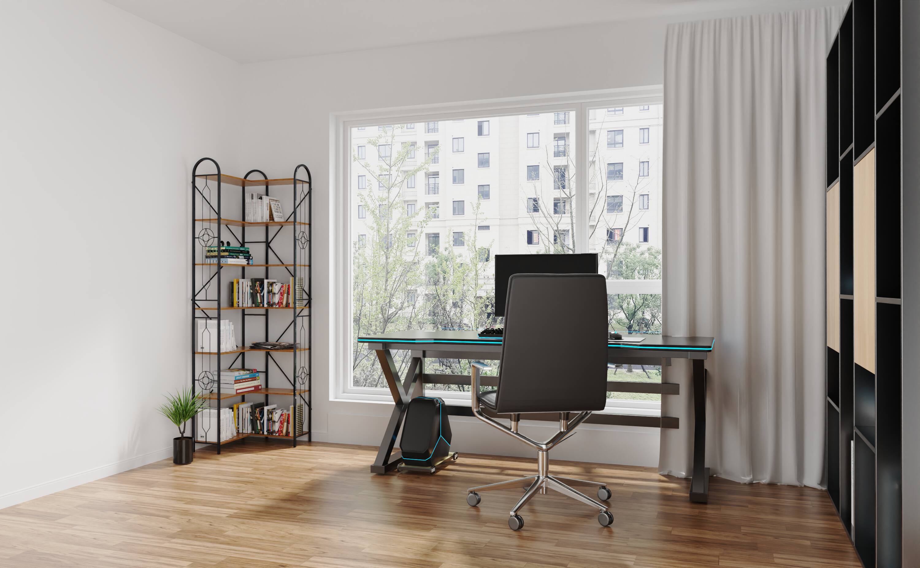 Alt View 5. Tiramisubest - 7-Tier Industrial Corner Bookshelf, L-Shaped Bookcase Freestanding Display Shelf,Space-Saving Design - Brown.