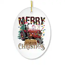 OrnamentallyYou - Merry Christmas Farm Animal Ornament - Multi-colored