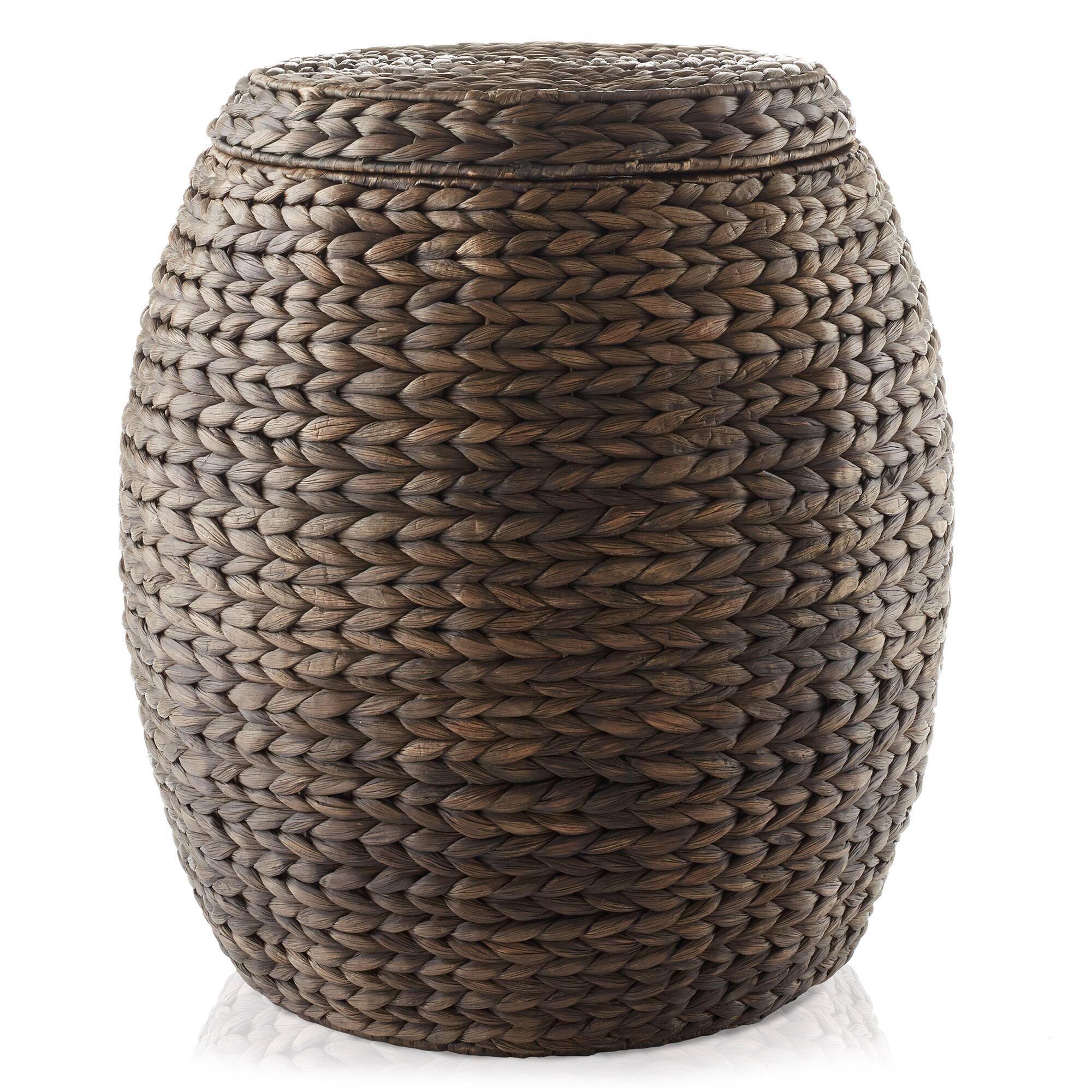 Alt View 2. Casafield - Round Water Hyacinth Storage Basket/Hamper with Lid - Espresso.