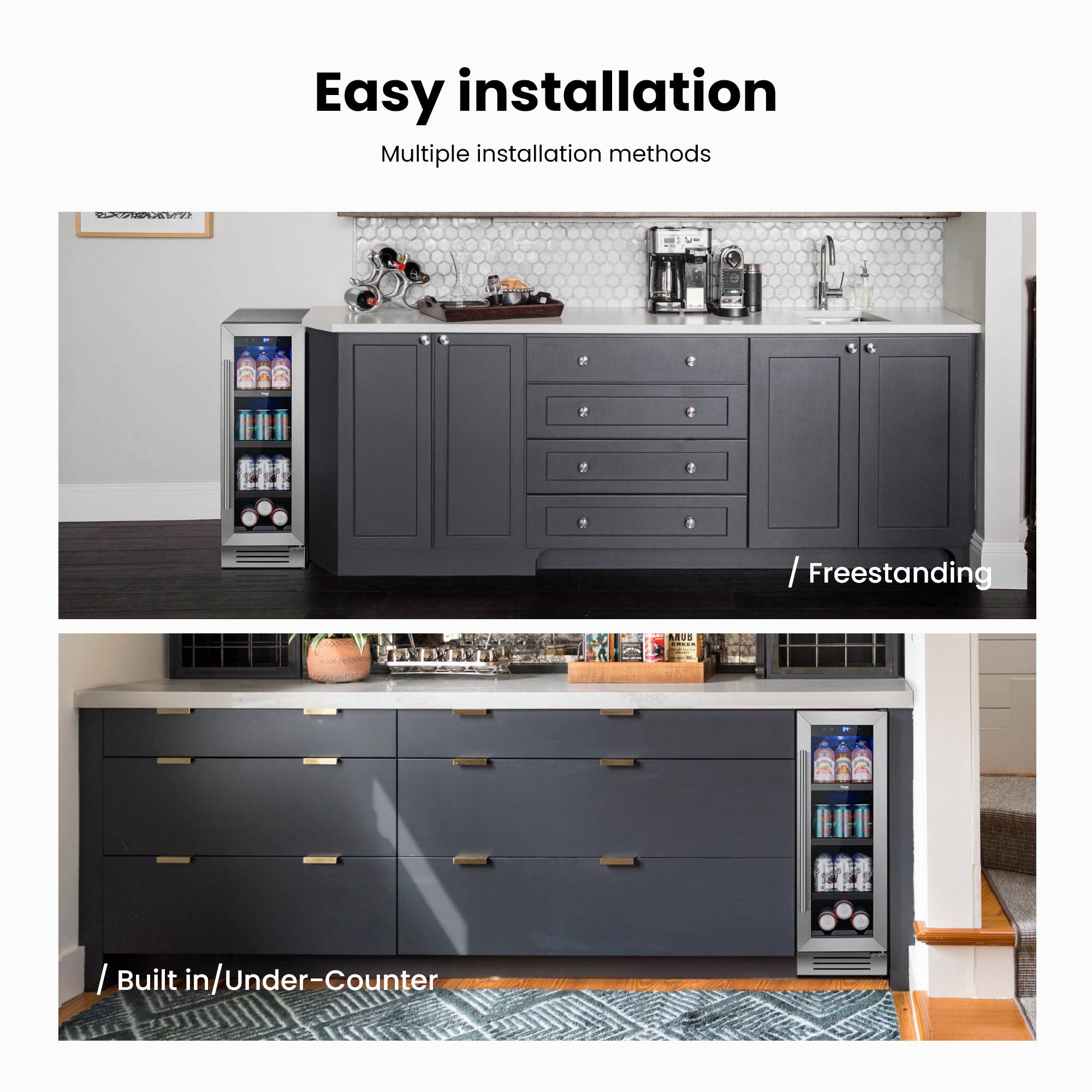 Easy installation  
Multiple installation methods  
2 / Freestanding  
/ Built in/Under-Counter