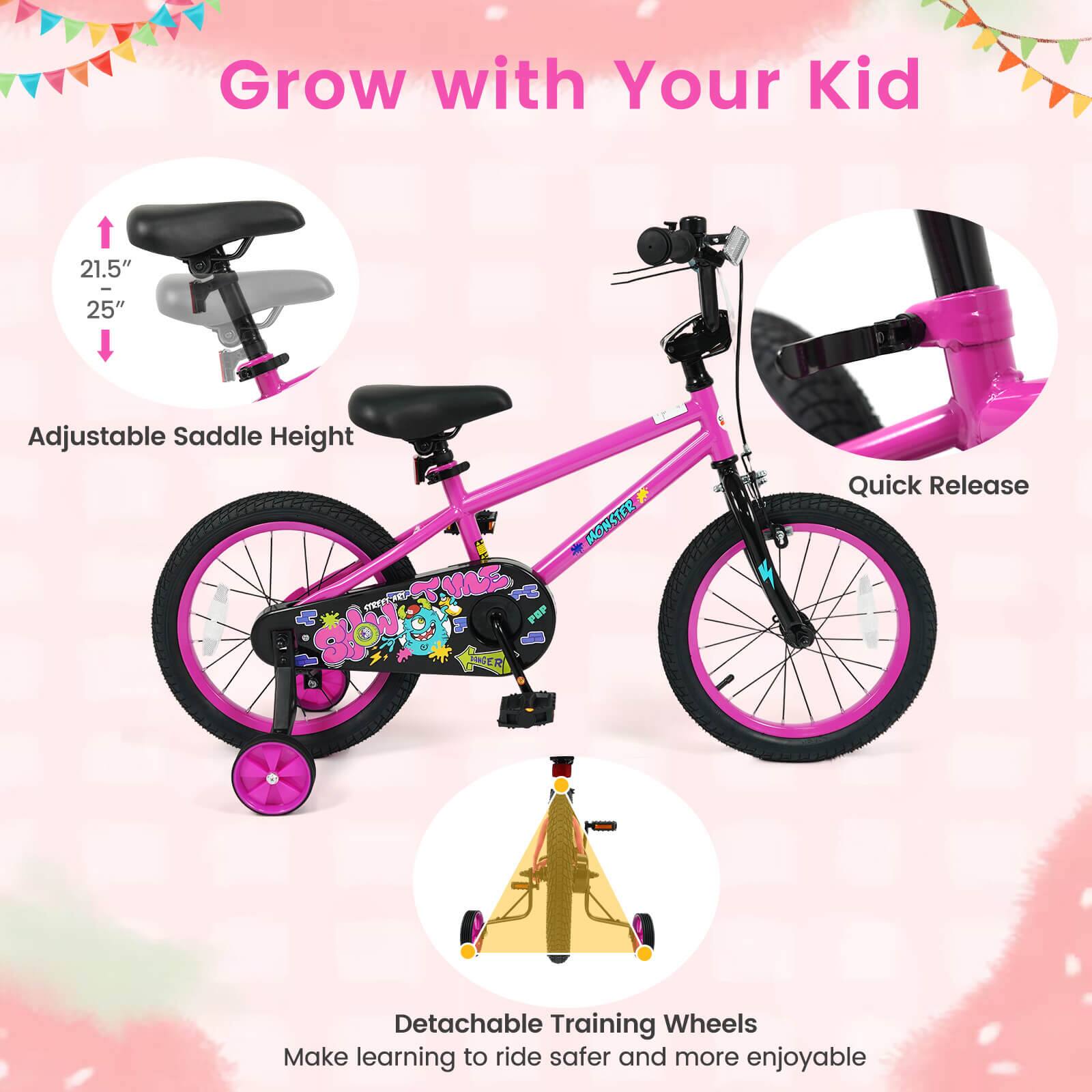 Grow with Your Kid

- Adjustable Saddle Height: 21.5" | 25"
- Quick Release
- Detachable Training Wheels
- Make learning to ride safer and more enjoyable