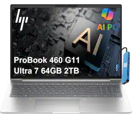 HP - Upgraded - ProBook 460 G11 16" FHD+ Business AI PC Laptop - Intel Core Ultra 7 - 64GB MRA - 2TB Memory - Windows 11 Pro - Silver