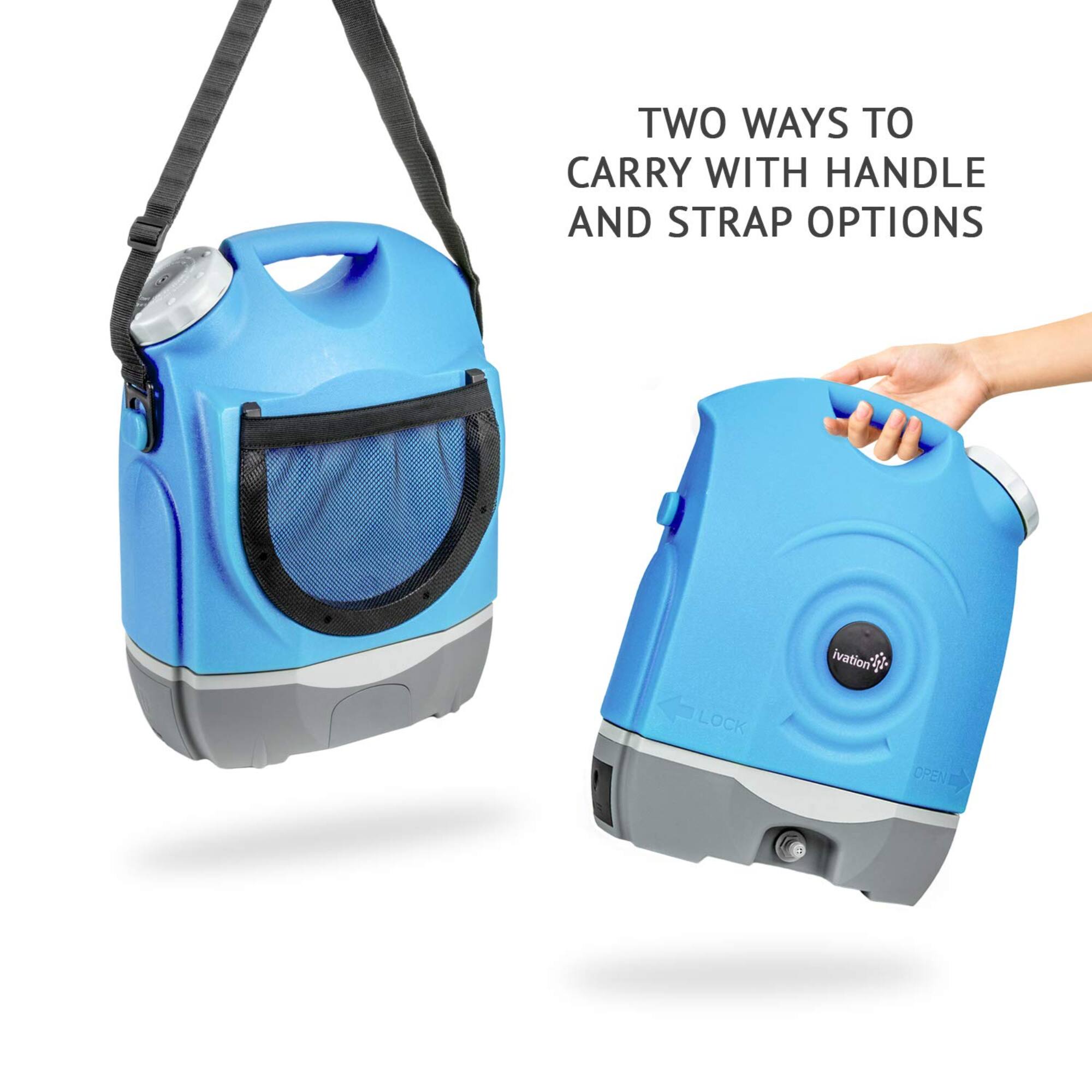 TWO WAYS TO CARRY WITH HANDLE AND STRAP OPTIONS

ivation LOCK OPEN