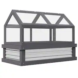 Outsunny - Raised Garden Bed with Polycarbonate Greenhouse, Wooden Garden Cold Frame Greenhouse, 48" x 24" x 32"