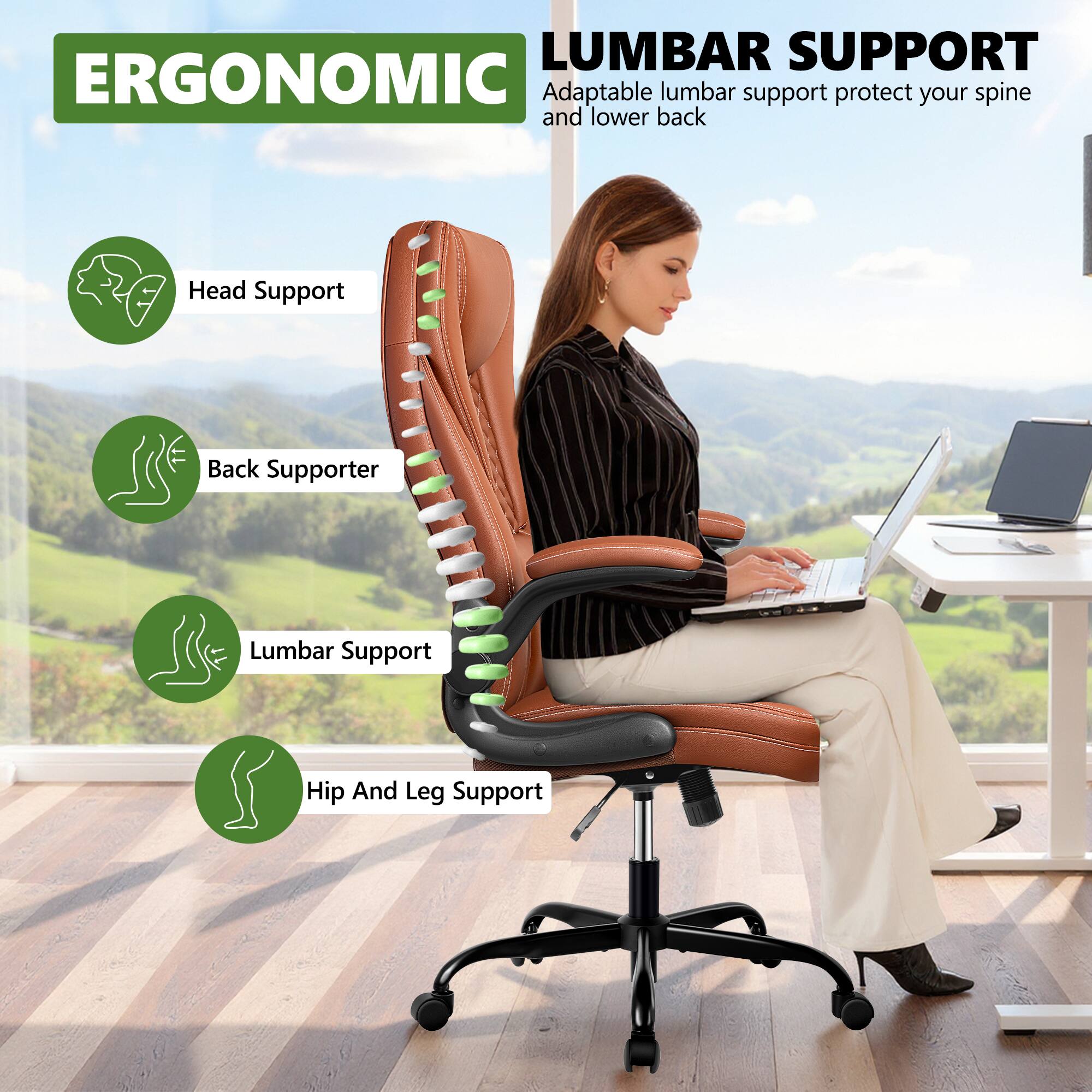 ERGONOMIC

LUMBAR SUPPORT
Adaptable lumbar support protect your spine and lower back

- Head Support
- Back Supporter
- Lumbar Support
- Hip And Leg Support