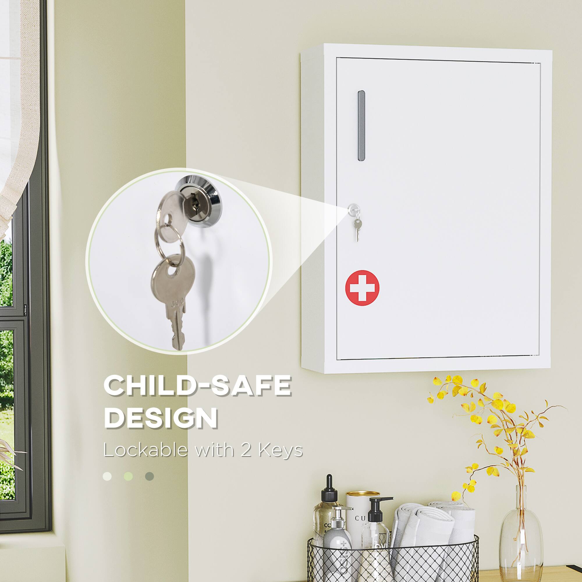 CHILD-SAFE DESIGN  
Lockable with 2 Keys
