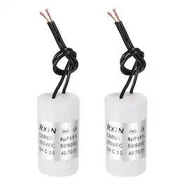 Unique Bargains - 2pcs 8uF CBB60 Running Capacitor, AC 250V Cylinder 2 Wire for Air Conditioner, Compressor, Washing Machine - White
