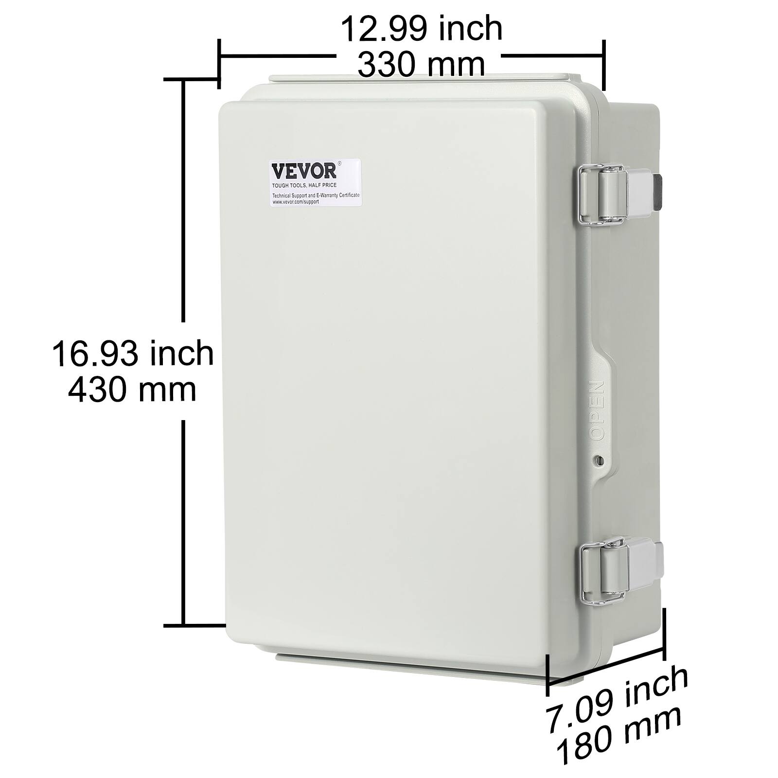 12.99 inch 330 mm  
16.93 inch 430 mm  
7.09 inch 180 mm  

VEVOR  
TOUGH TOOLS HALF PRICE  
www.vevor.com/support
