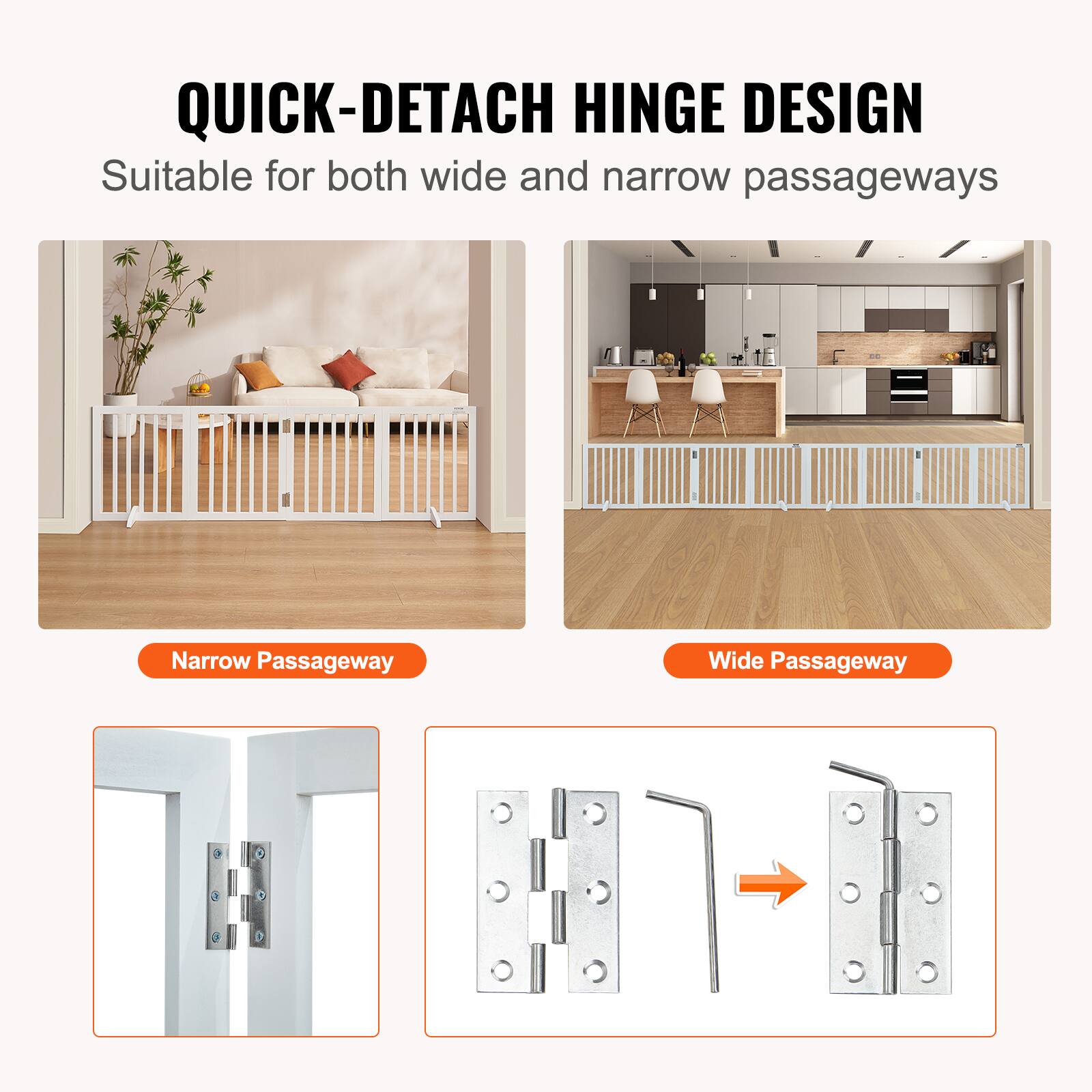 QUICK-DETACH HINGE DESIGN
Suitable for both wide and narrow passageways

Narrow Passageway
Wide Passageway