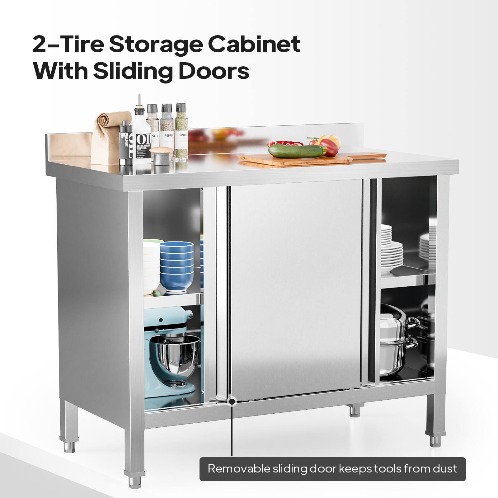 2-Tire Storage Cabinet With Sliding Doors

Removable sliding door keeps tools from dust