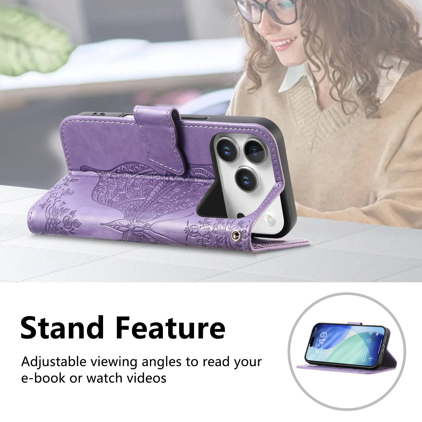 Dteck Wallet Case for Apple iPhone 17 Pro, Embossed Butterfly Pattern ...