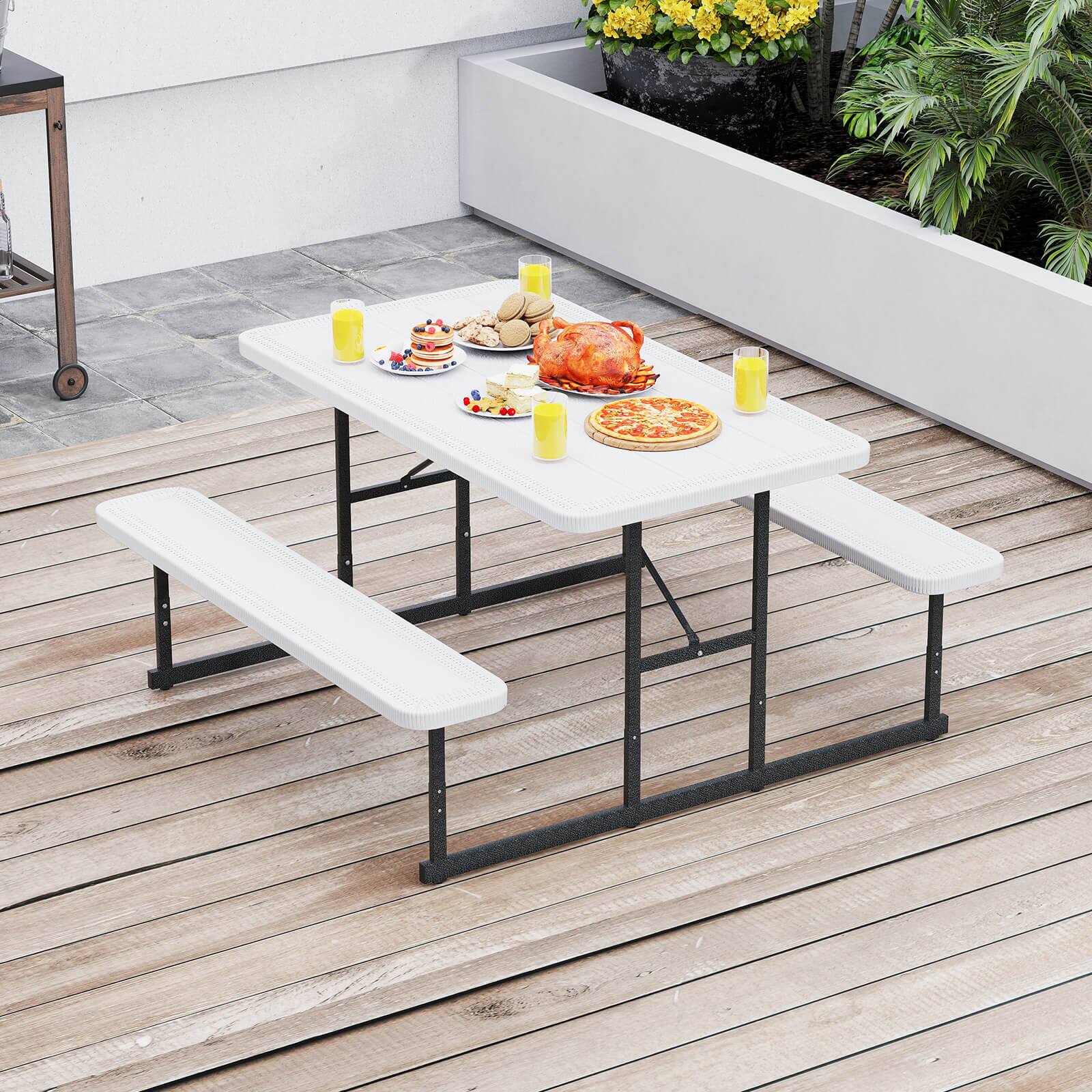 Alt View 2. Costway - Costway Picnic Table Bench Set for 2-4 People Outdoor Rectangular Camping Dining Table - White.