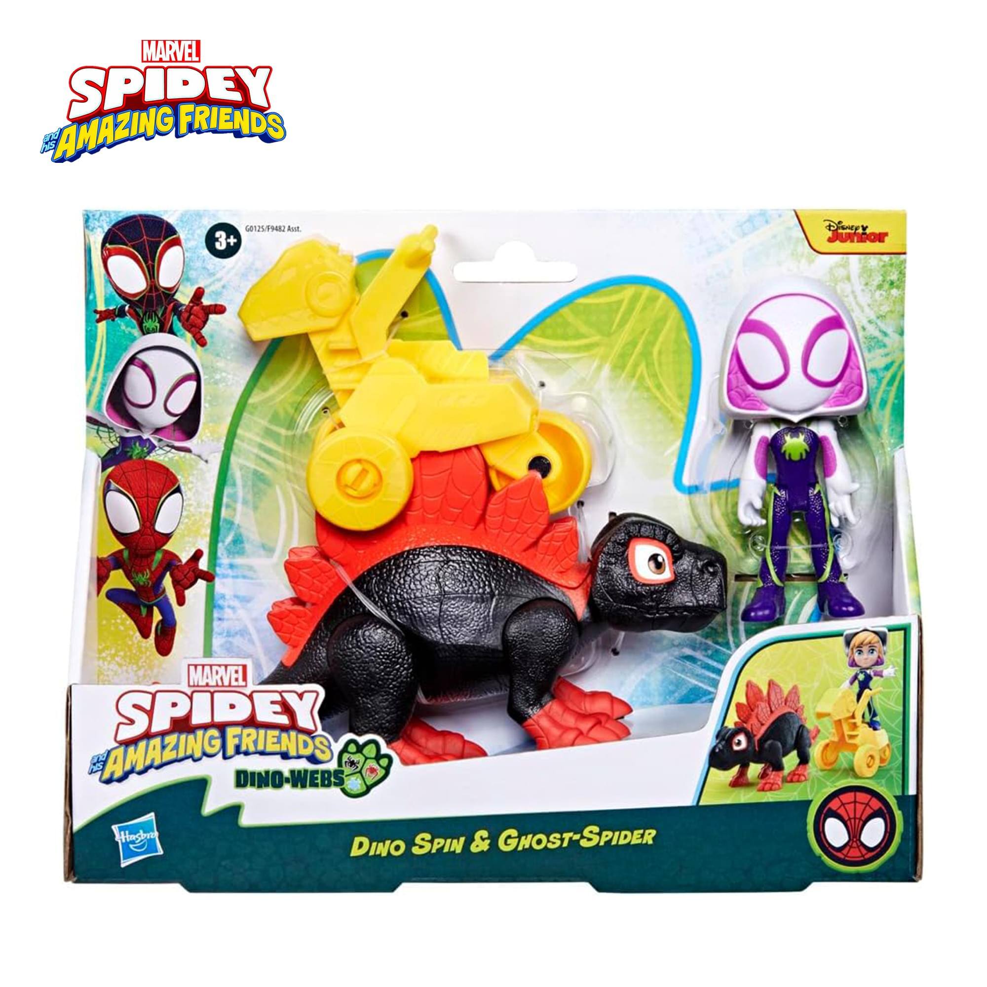 MARVEL SPIDEY AMAZING FRIENDS  
DINO-WEBS  
DINO SPIN & GHOST-SPIDER  

Disney Junior  

3+
