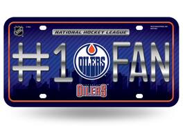 Rico Industries - Edmonton Oilers #1 Fan Metal License Plate Tag - Number One! Let's Go - Multi