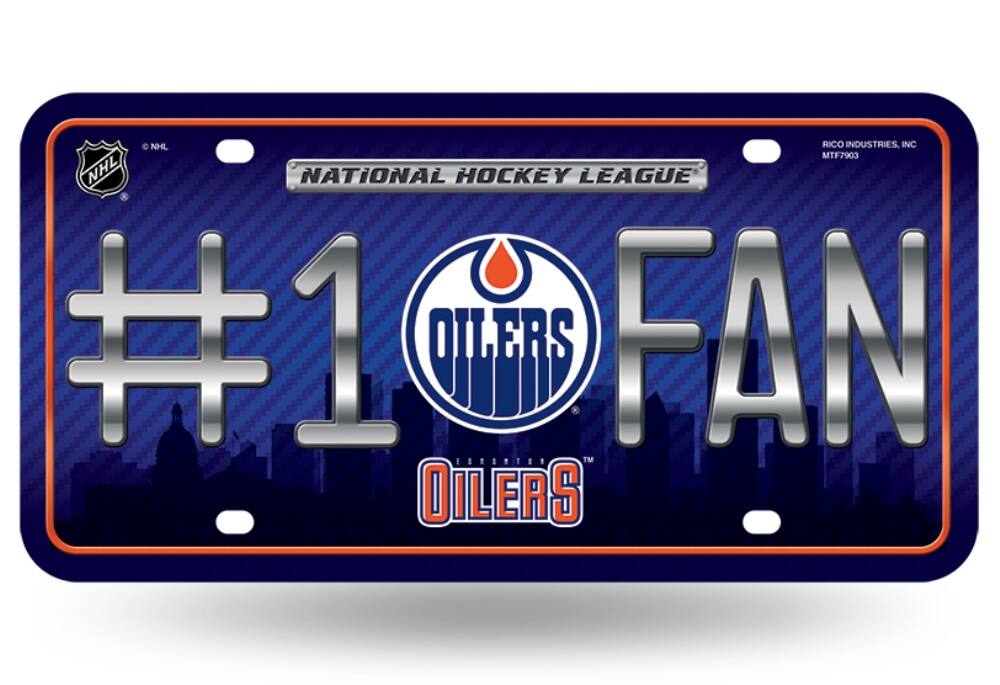 Edmonton Oilers #1 Fan Metal License Plate Tag - Number One! Let's Go!!