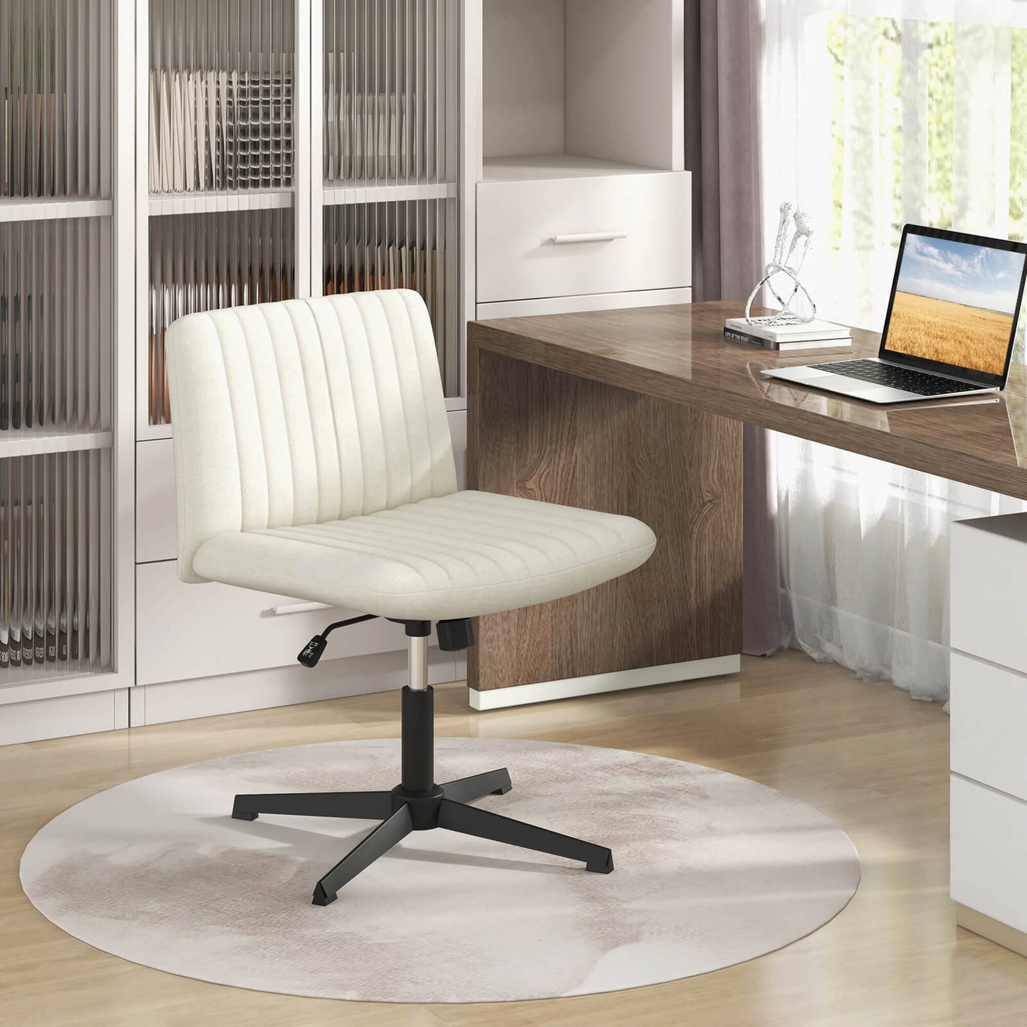 Alt View 4. Costway - Costway Criss Cross Legged Office Chair Ergonomic Mid Back Computer Desk Chair Beige - Beige.
