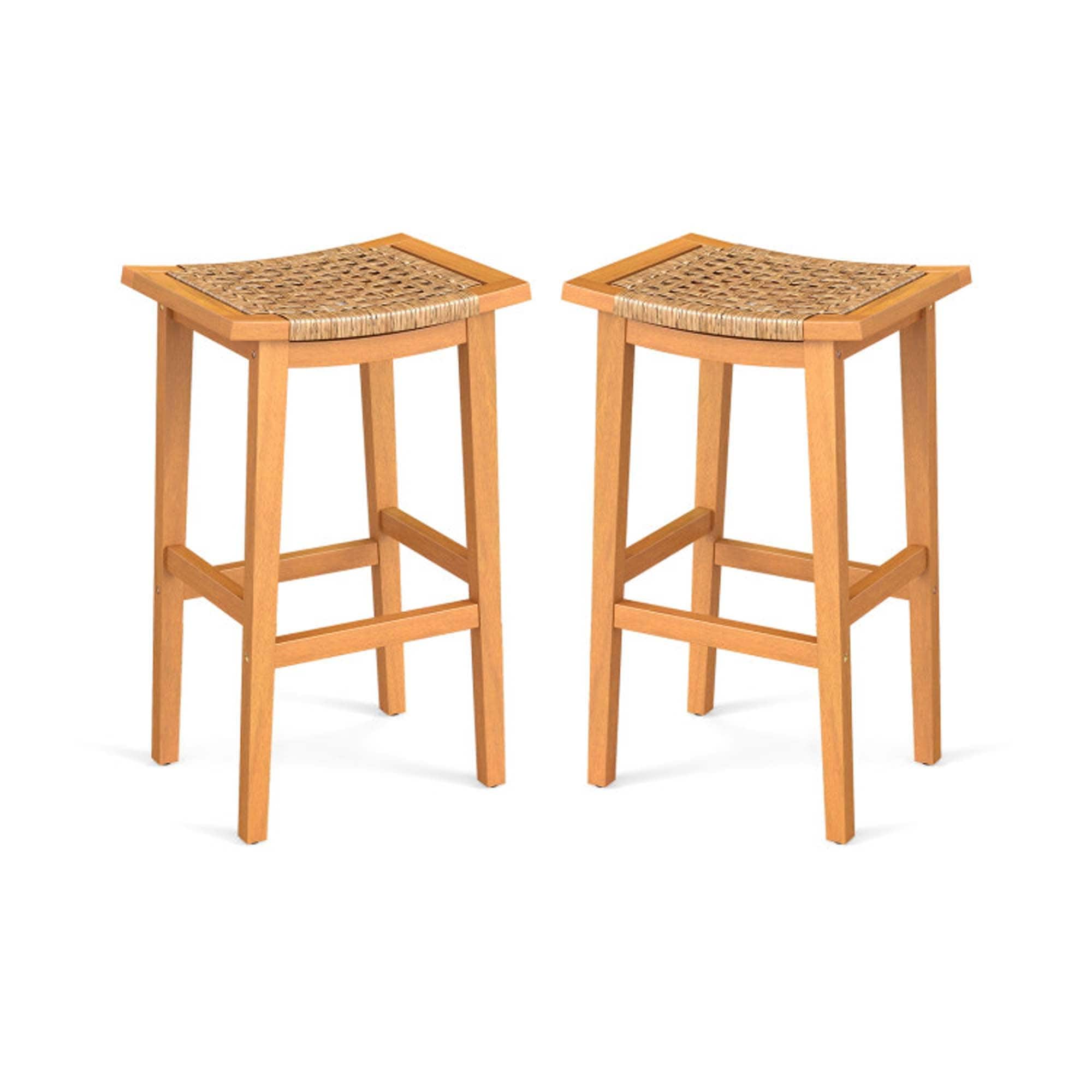 Photos - Chair S-Tools Boyel Living - Outdoor Rattan Wood Set of 2 Bar Stools - Tan BL-NP12893-2 
