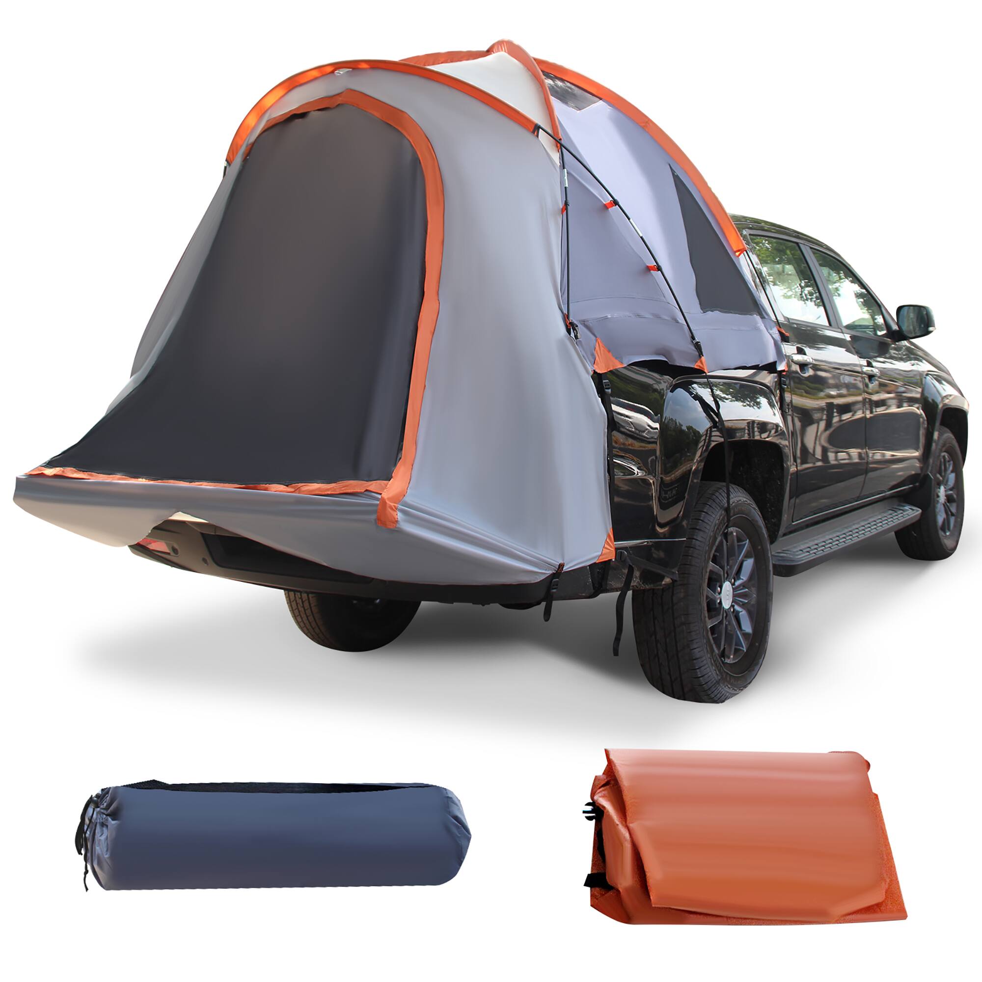 Alt View 17. Costway - 5.5' -5.8'  Full Size Short Bed Truck Tent Pickup Carry Bag Outdoor Travel - Orange + Silver.
