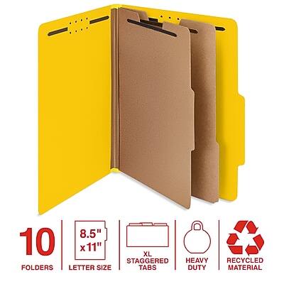 10 FOLDERS  
8.5" x 11" LETTER SIZE  
XL STAGGERED TABS  
HEAVY DUTY  
RECYCLED MATERIAL