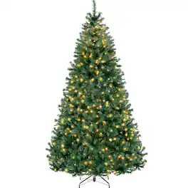 Best Choice Products - 6ft Pre-Lit Premium Hinged Artificial Christmas Pine Tree w/ 1,000 Tips, 250 Lights, Metal Base - Clear/White Lights