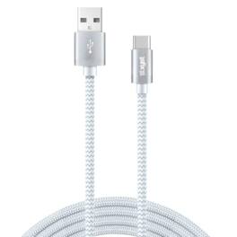 Xyst - Charge and Sync USB to USB-C Braided Cable 10Ft - White