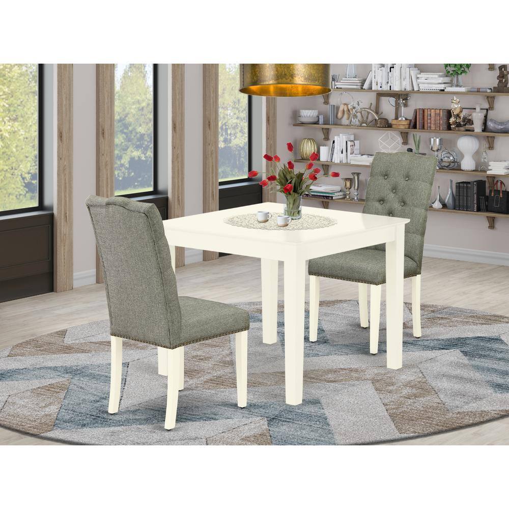 Left. East West Furniture - Dining Room Set Linen White - Brown.