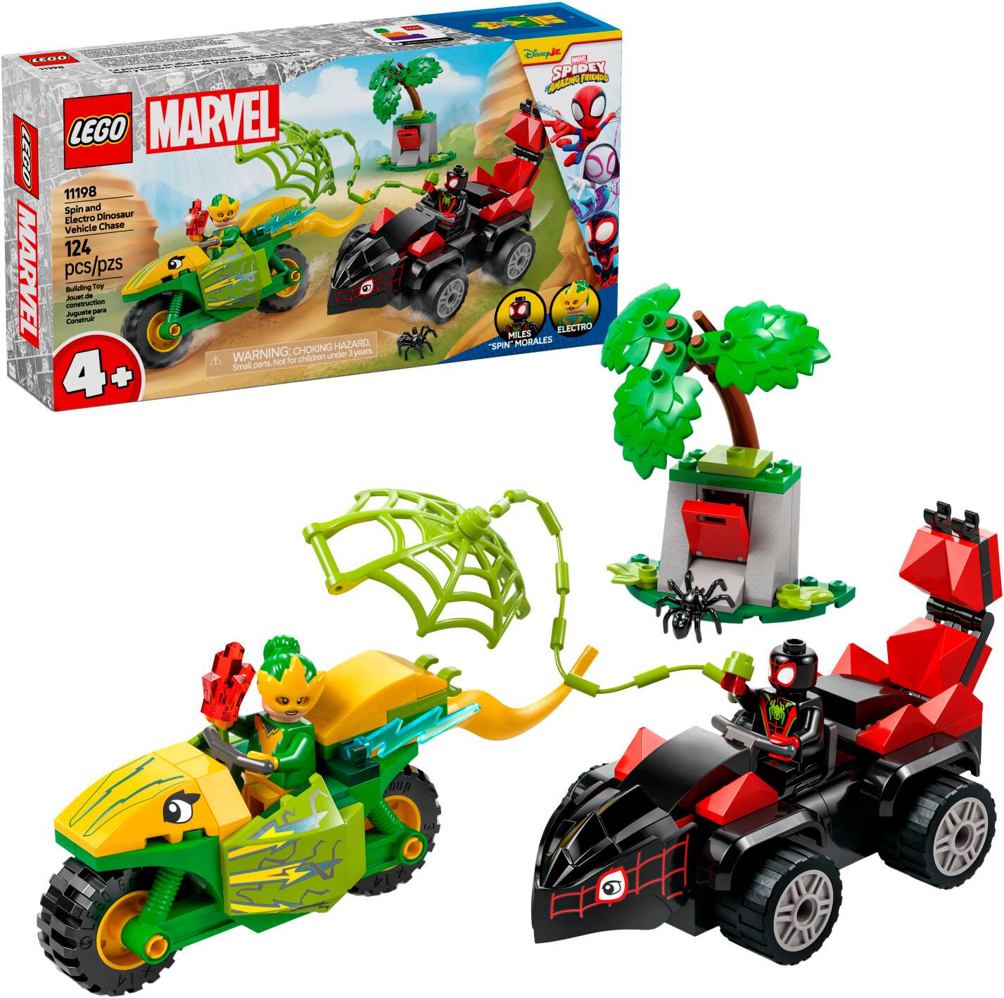 LEGO - Marvel Spidey And His Amazing Friends Spin and Electro Dinosaur Vehicle Chase Building Toy 11198