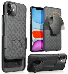 Nakedcellphone - Case with Stand and Belt Clip Holster for iPhone 11 - Black