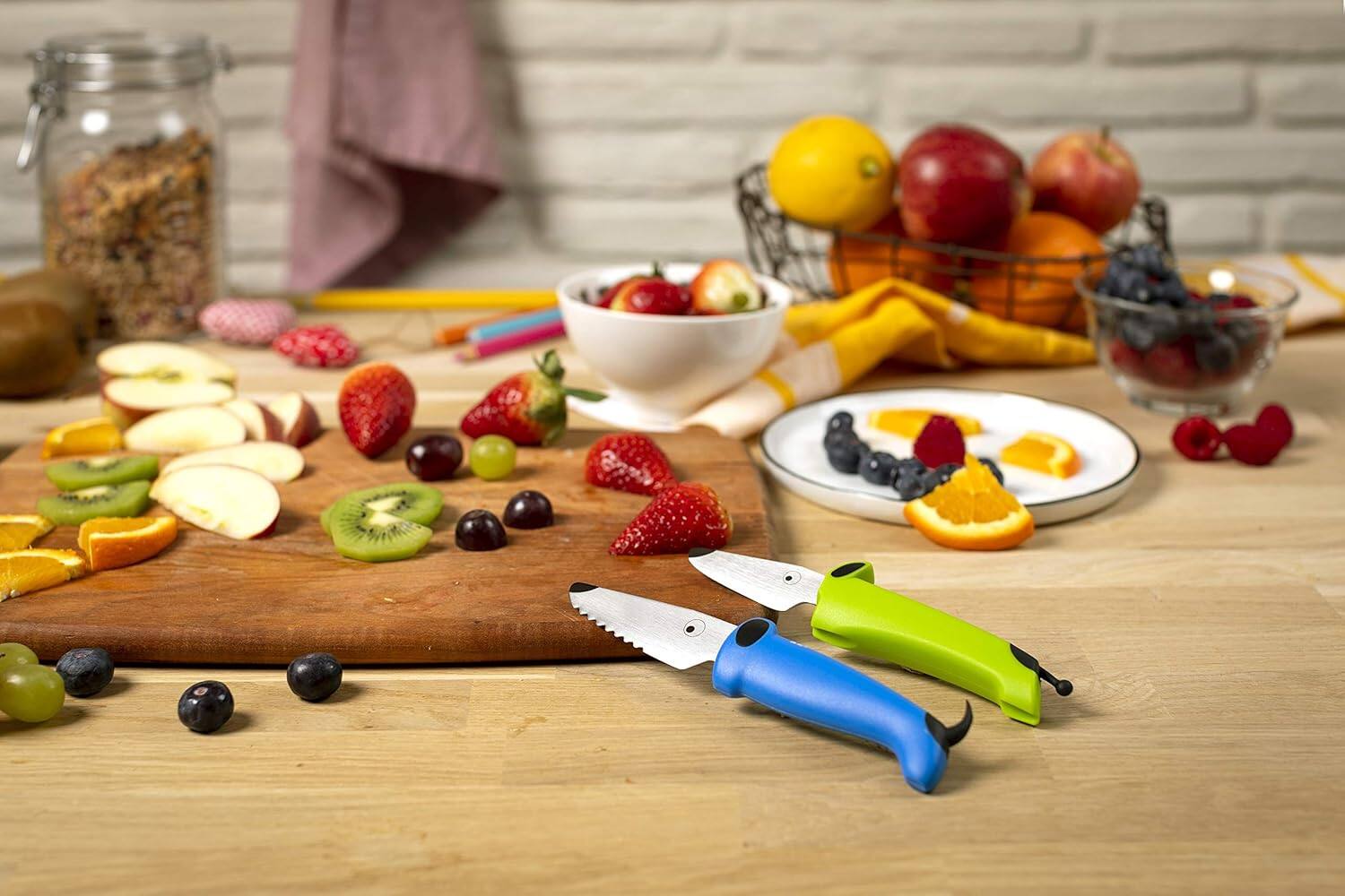 Alt View 2. Kuhn Rikon - Kinder Kitchen Essential Knife Set, Blue/Green - Blue.