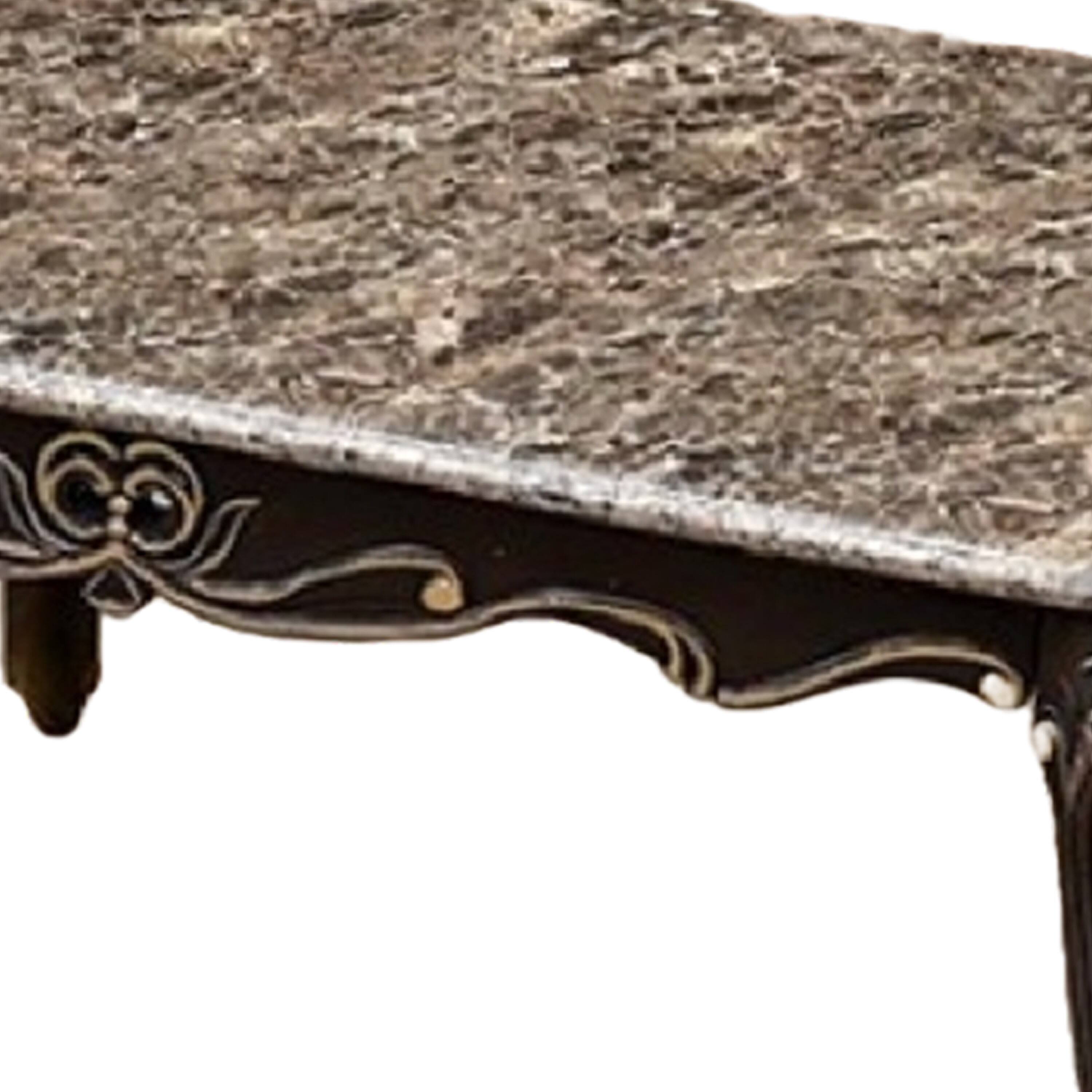 Alt View 1. Manhattan Lane - Ery Coffee Table, Dark Walnut Brown Wood, Carved Details, 48 Inch - Walnut Brown, Gold.