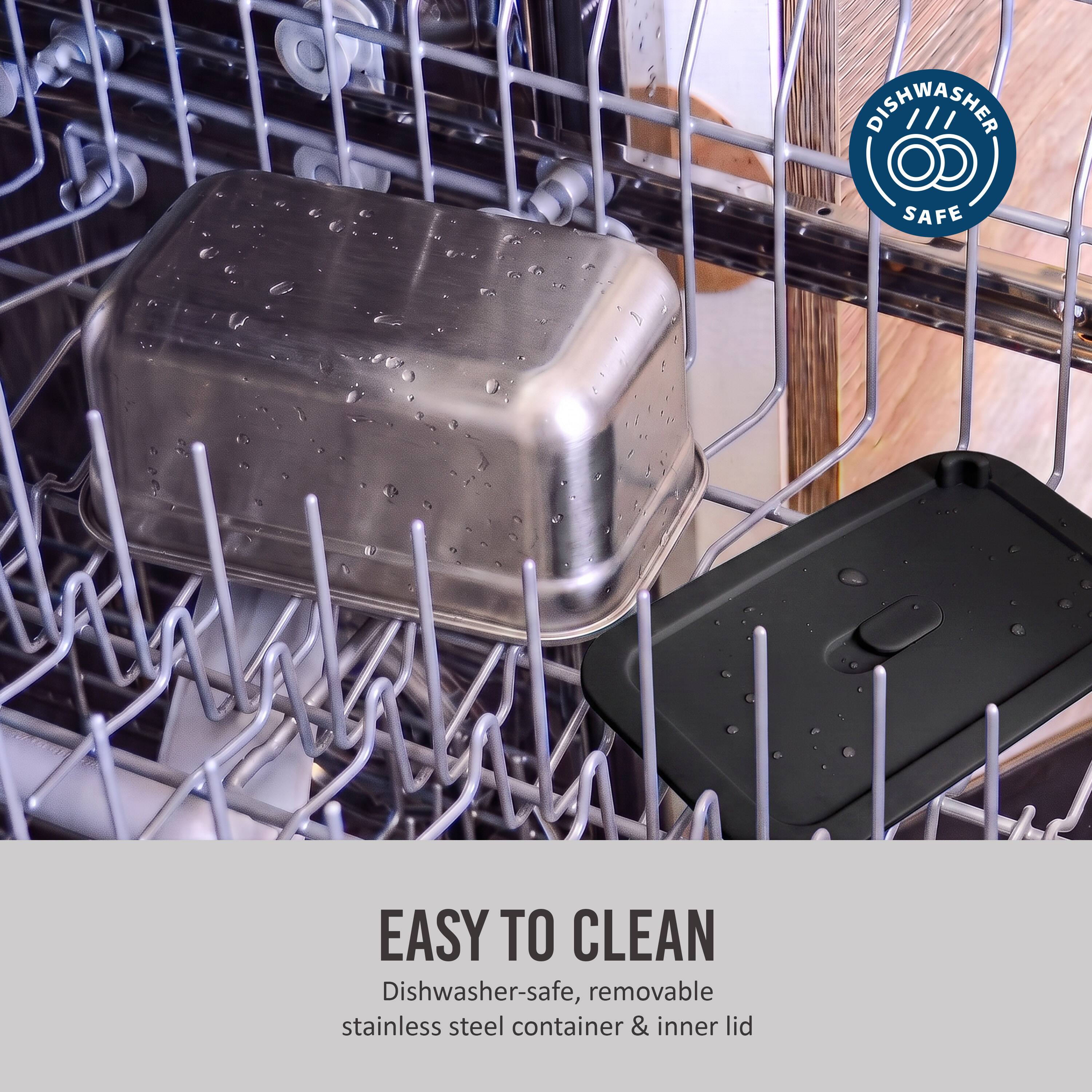 BECHWASMER

SAFE

EASY TO CLEAN
Dishwasher-safe, removable stainless steel container & inner lid