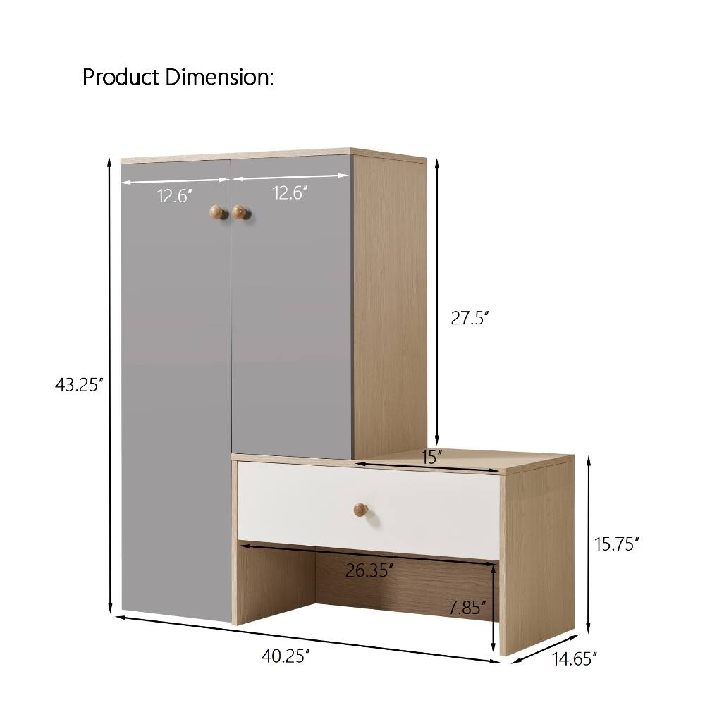 Product Dimension:
12.6"
12.6"
27.5"
43.25"
15"
26.35"
15.75"
7.85"
40.25"
14.65"