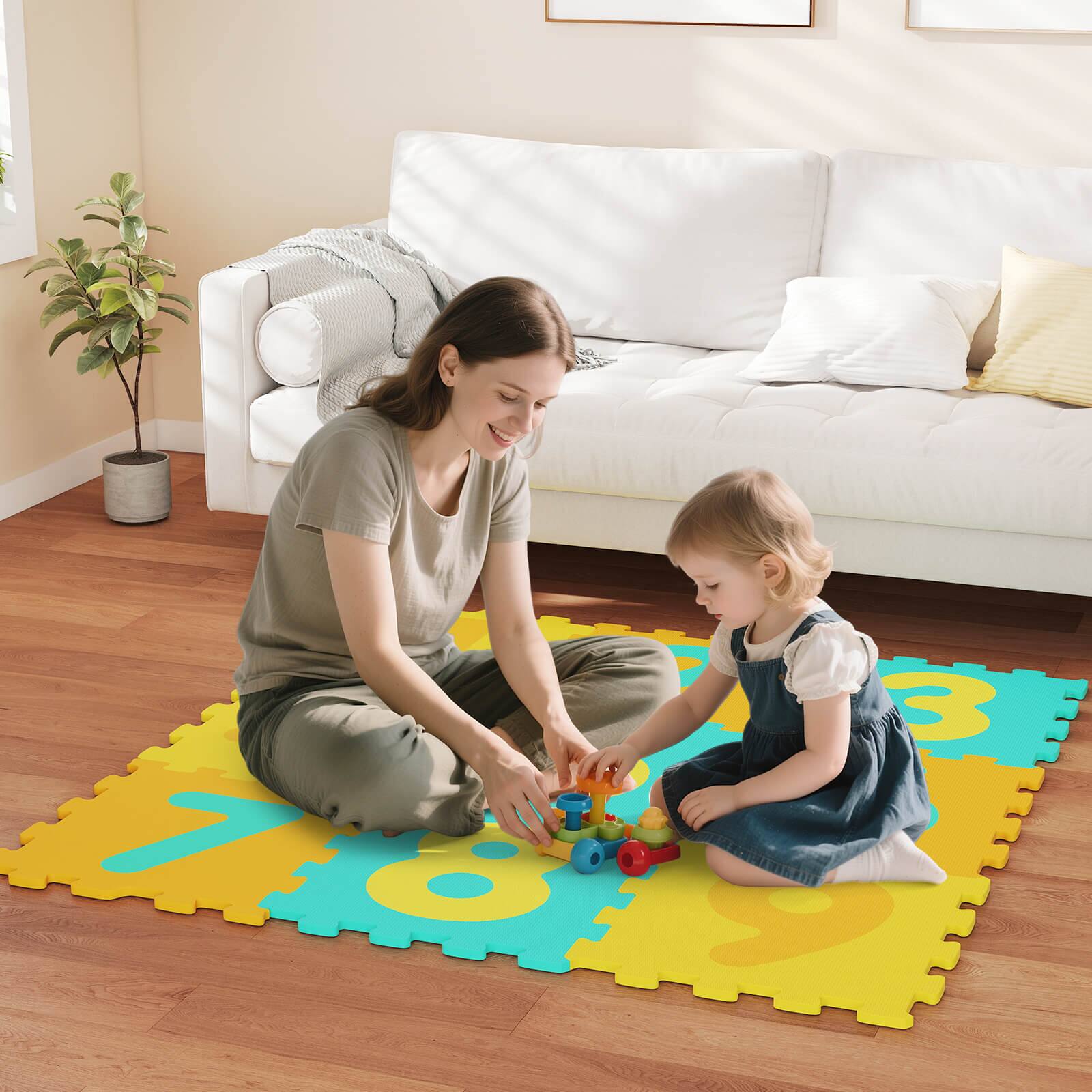 Alt View 4. Costway - Costway 9 PCS Kids Hopscotch Playmat with 3 Marker Discs & Detachable Numbers, Non-slip - Multicolor.