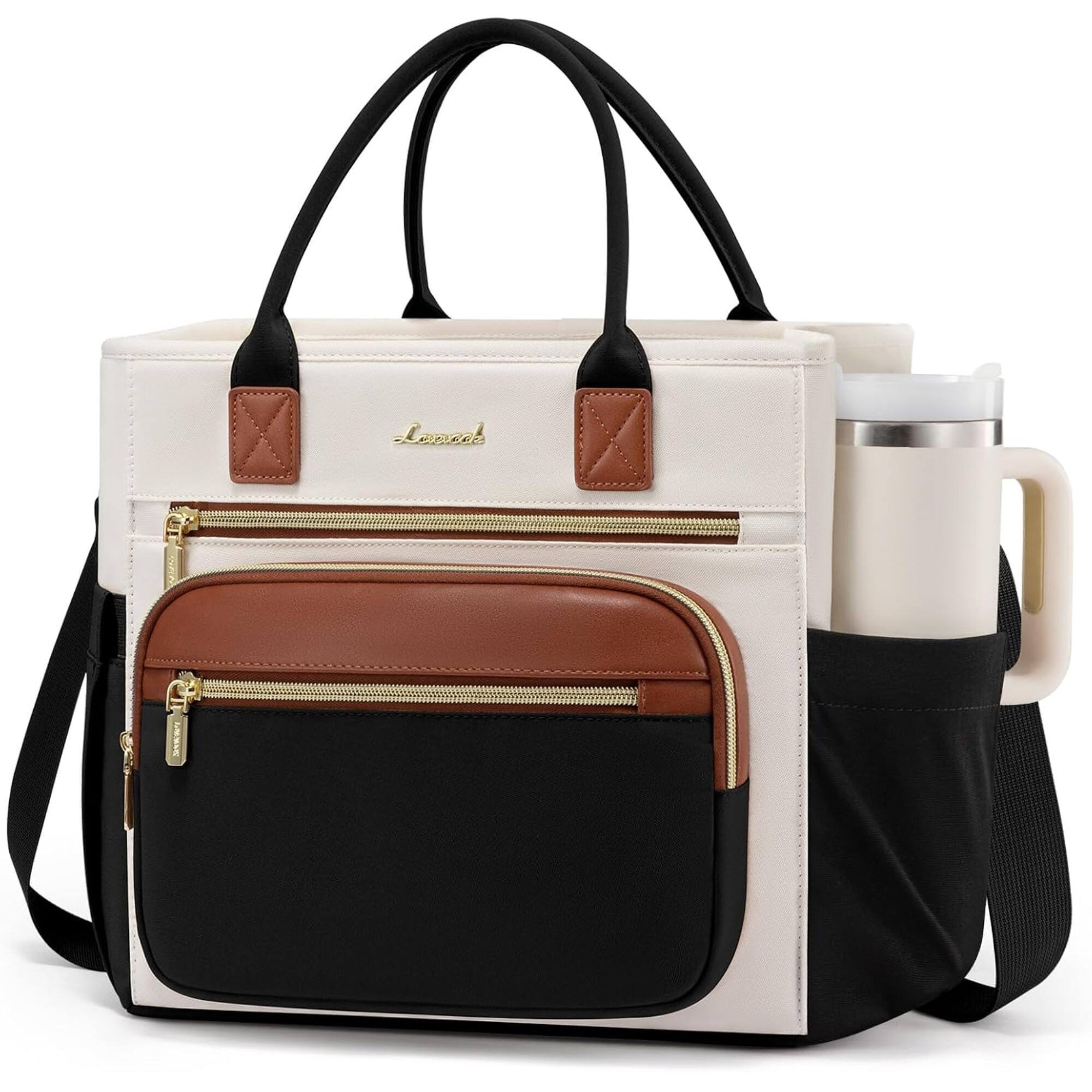 Front. LOVEVOOK - LOVEVOOK Lunch Tote Bag for Women, 15.6 inch Laptop Bag with Insulated Lunch Compartment, Computer Handbag with Purse - Assorted Pre-Pack.