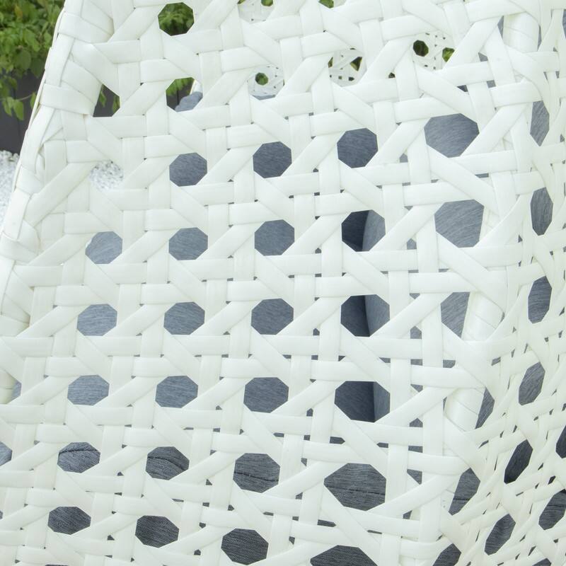 Alt View 6. LeisureMod - Leisuremod Modern 2-Person Outdoor Egg Swing White Wicker Chair with Stand, Plush Washable Cushions & Waterproof Cover - Charcoal Blue.