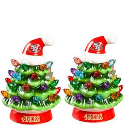 Evergreen Enterprises - San Francisco 49ers 2-Pack 4" Ceramic LED Christmas Tree Set - Multicolor
