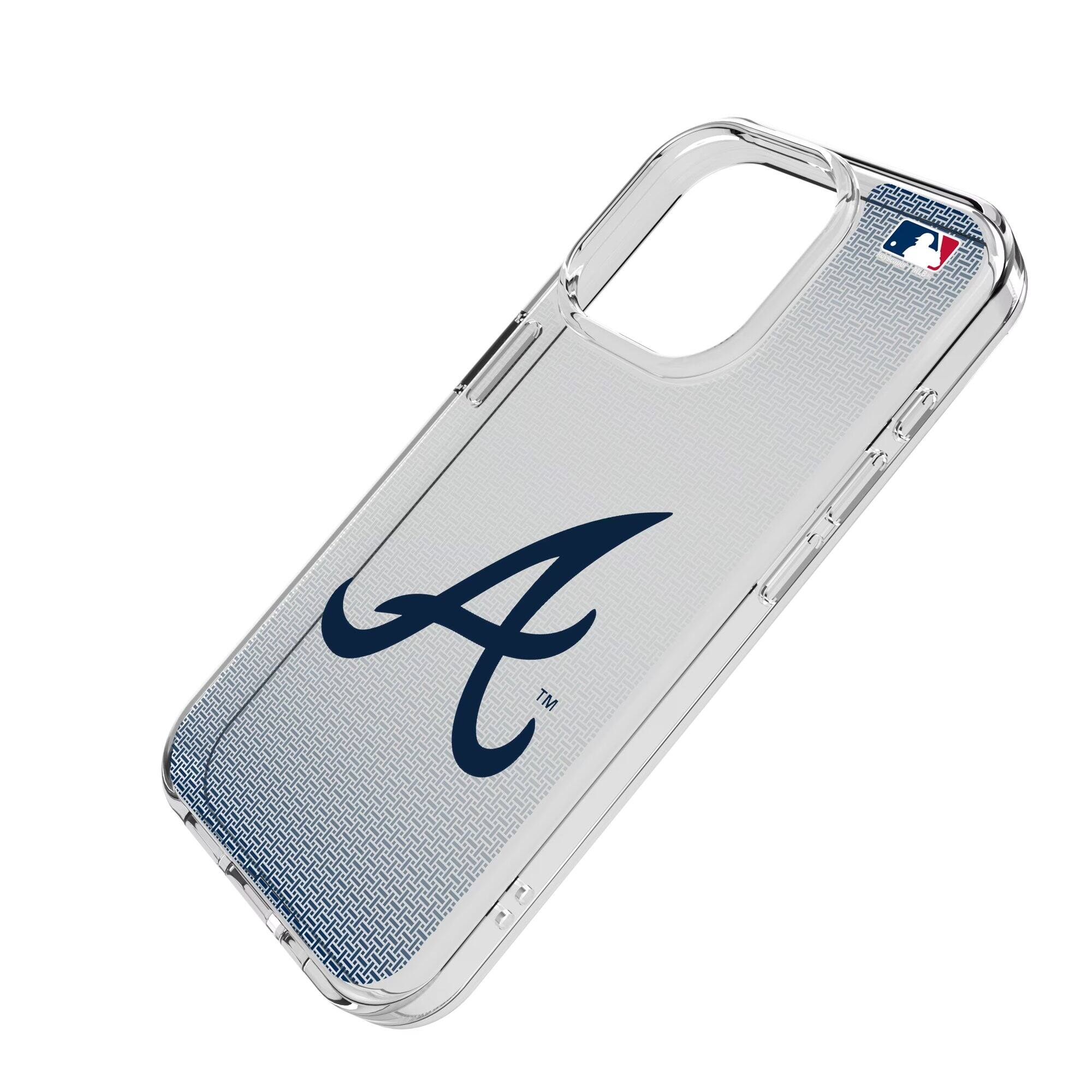 Alt View 1. Keyscaper - Atlanta Braves Linen Logo iPhone Clear Case - 14 - Multicolor.