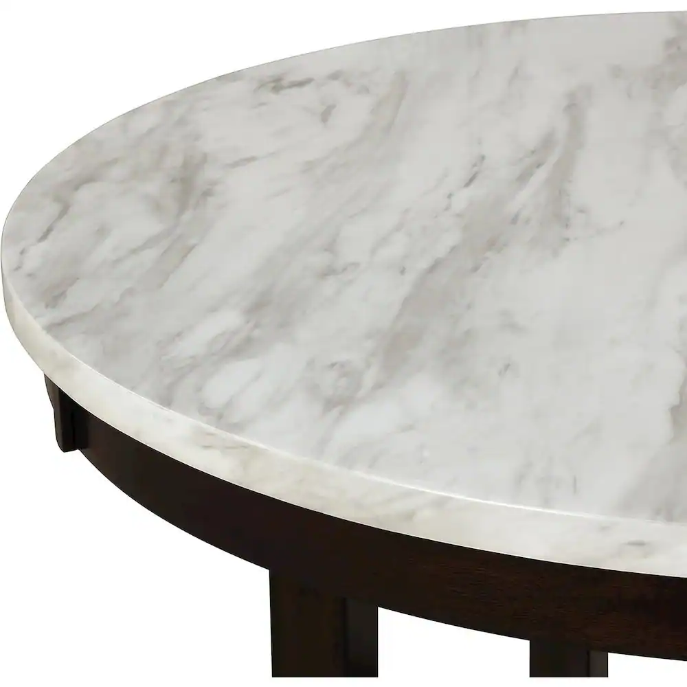 Left. Starlight Canyon Home - Round Wood Counter Table in Espresso Brown - Espresso.