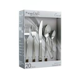 MegaChef - Cravat 20 Piece Flatware Utensil Set, Stainless Steel Silverware Metal Service for 4 - Silver