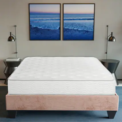 Front. TinyHomie - Premium 9 in Medium Pocket Bed in a Box Spring Mattress - King Size White - White.