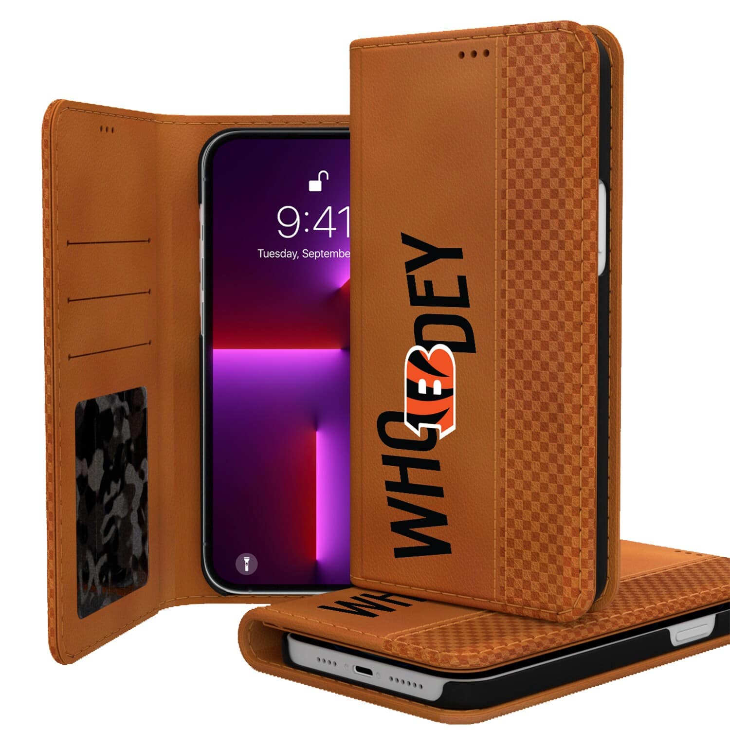Keyscaper - NFL - Cincinnati Bengals iPhone Folio Case - 13 Pro - Brown
