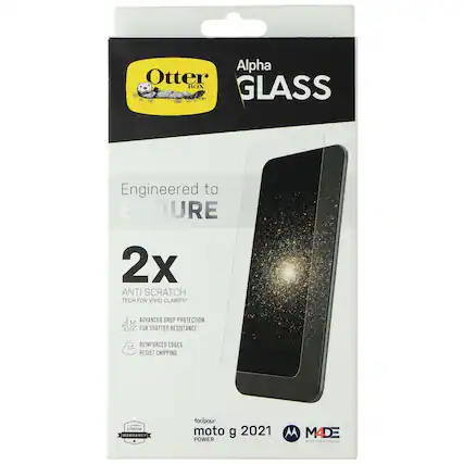 Alpha Otter BOX GLASS Engineered to ENDURE 2x ANTI-SCRATCH TECH FOR VIVID CLARITY* ADVANCED DROP PROTECTION FOR SHATTER RESISTANCE REINFORCED EDGES RESIST CHIPING - Lifetime WARRANTY for moto g 2021 POWER MADE ...