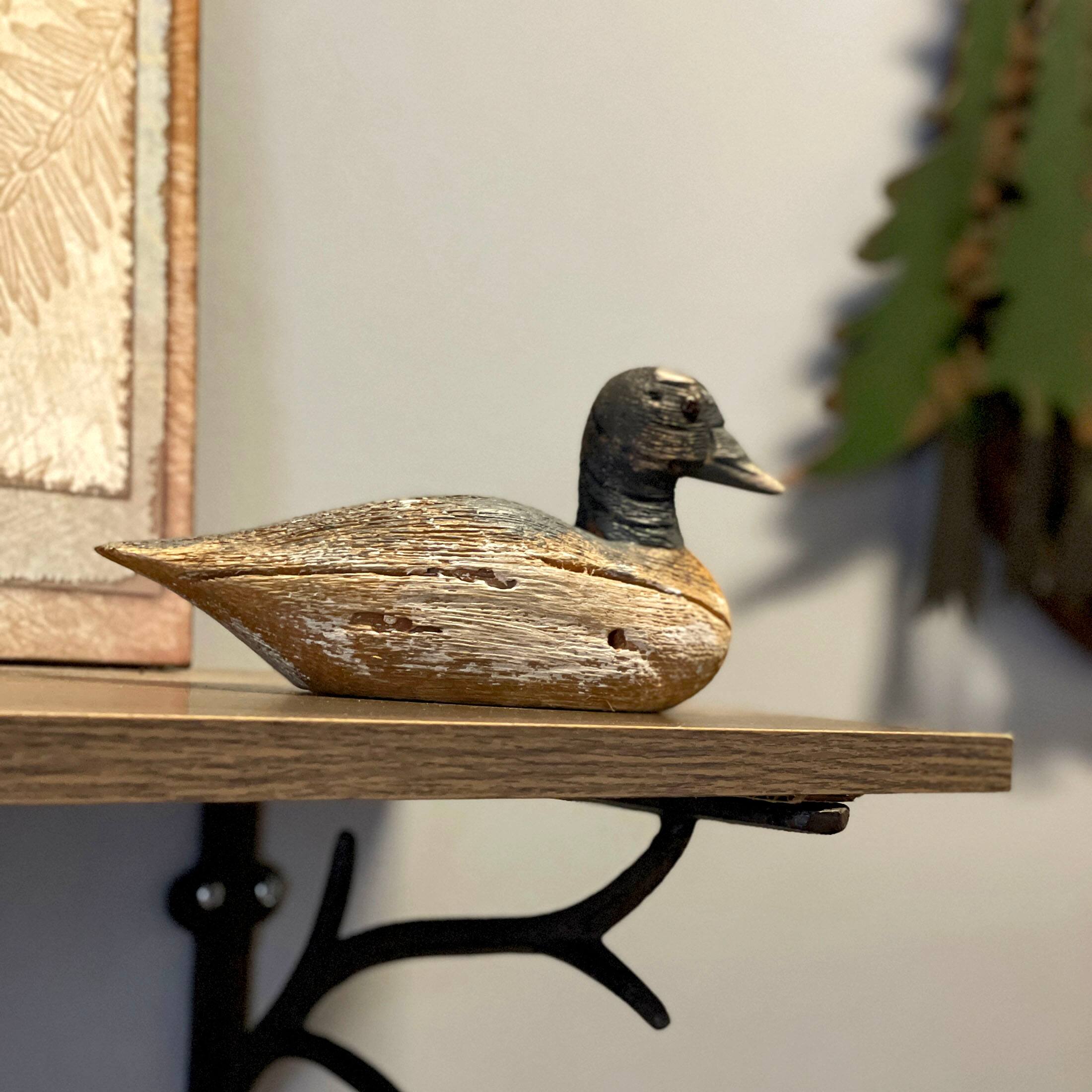 Alt View 4. Things2Die4 - Vintage Wooden Duck Figurine 7.5" Hand-Carved Rustic Folk Art Home Decor - Blue.