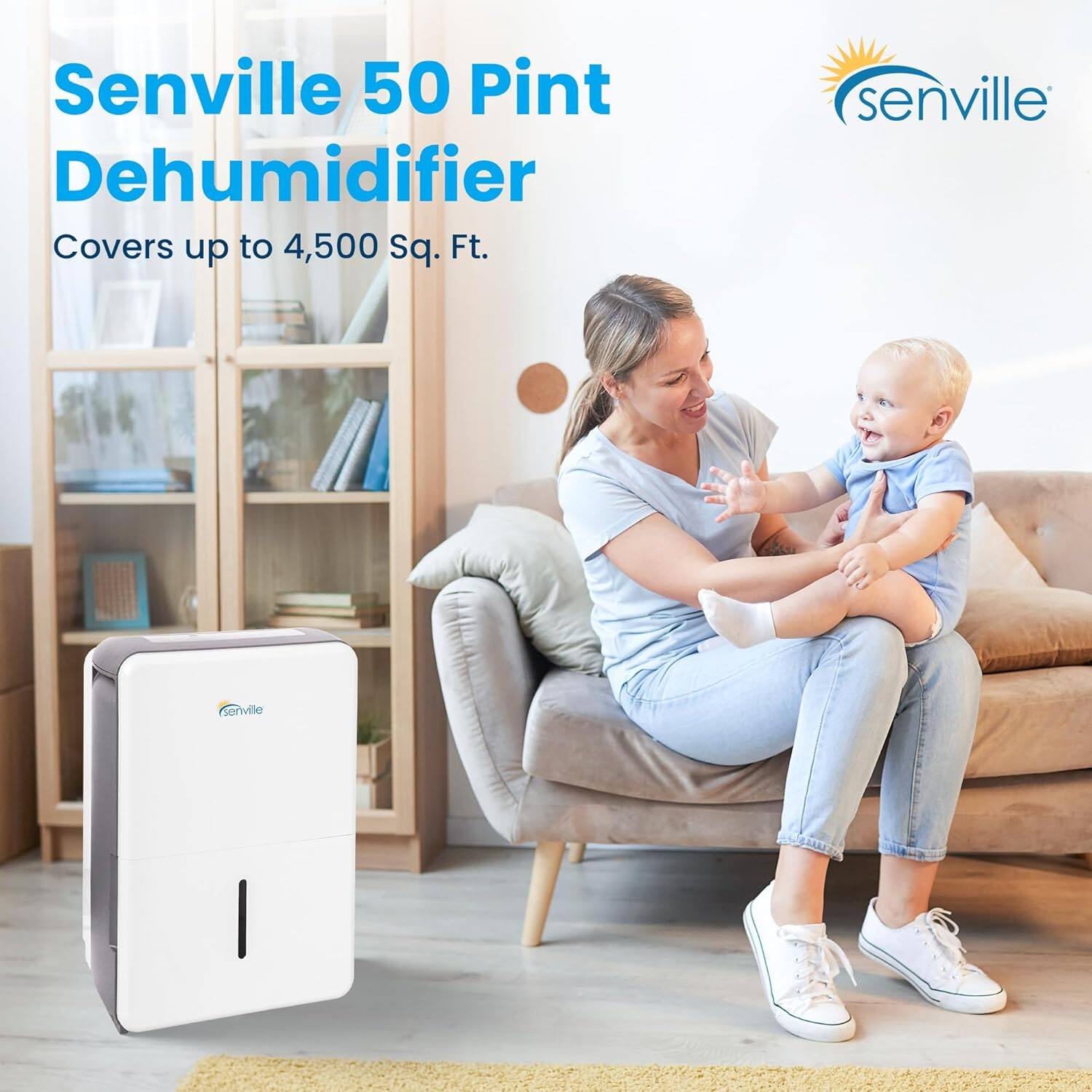 Senville 50 Pint Dehumidifier  
Covers up to 4,500 Sq. Ft.