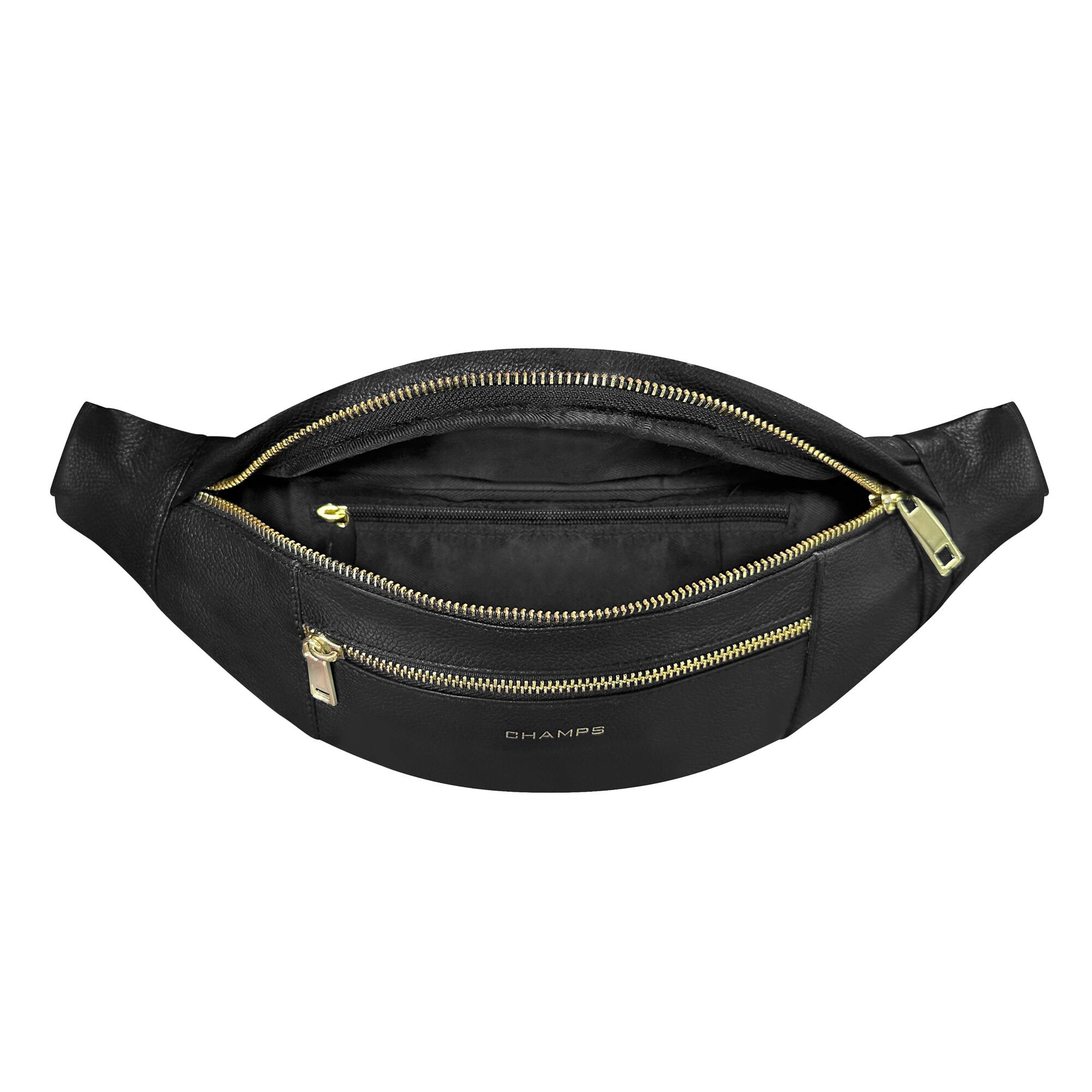 Left. Champs - Gala Collection Leather Waist-Pack - Black.