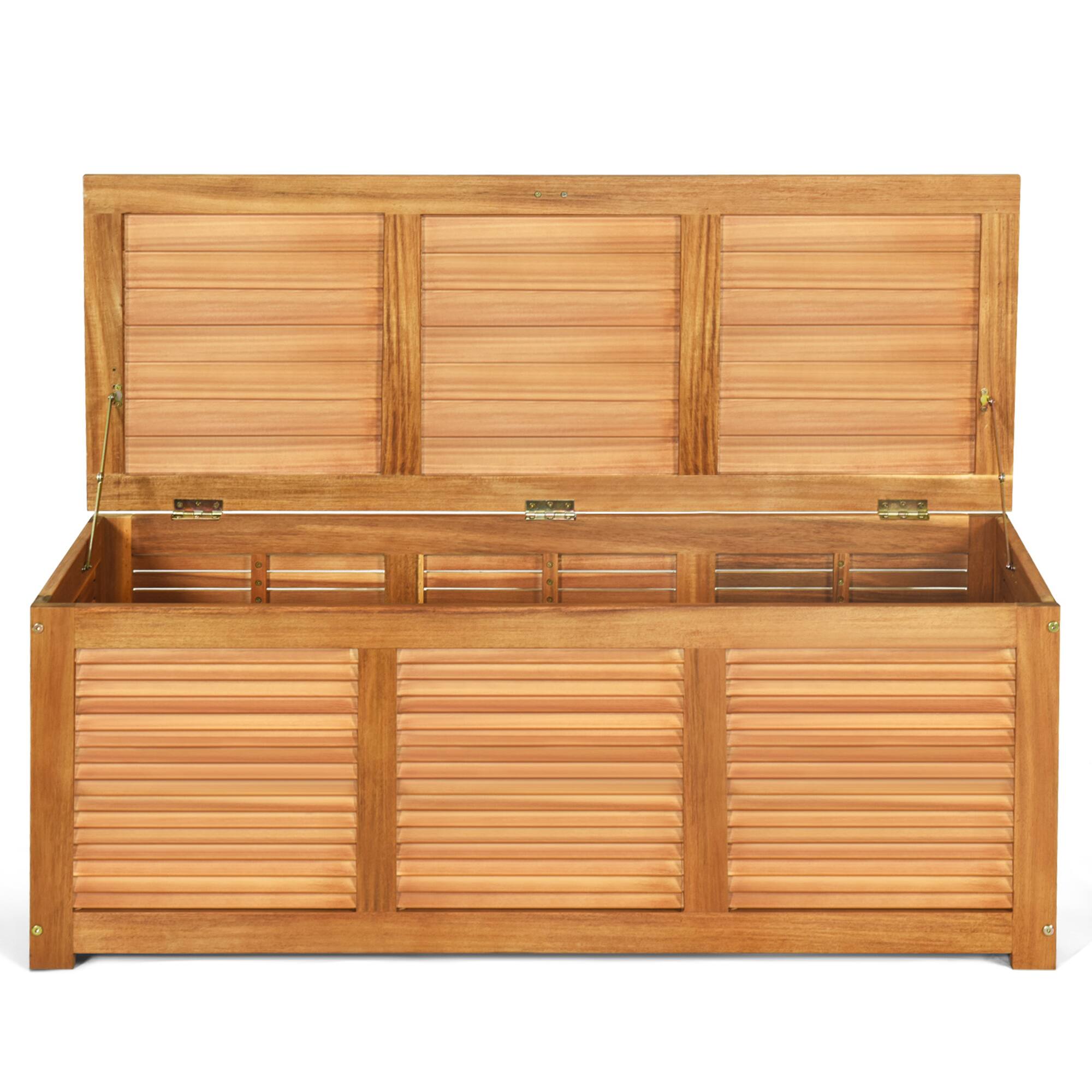 Alt View 3. Gymax - Gymax Acacia Wood Deck Box 46 Gallon Garden Backyard Storage Bench Container - Nature.