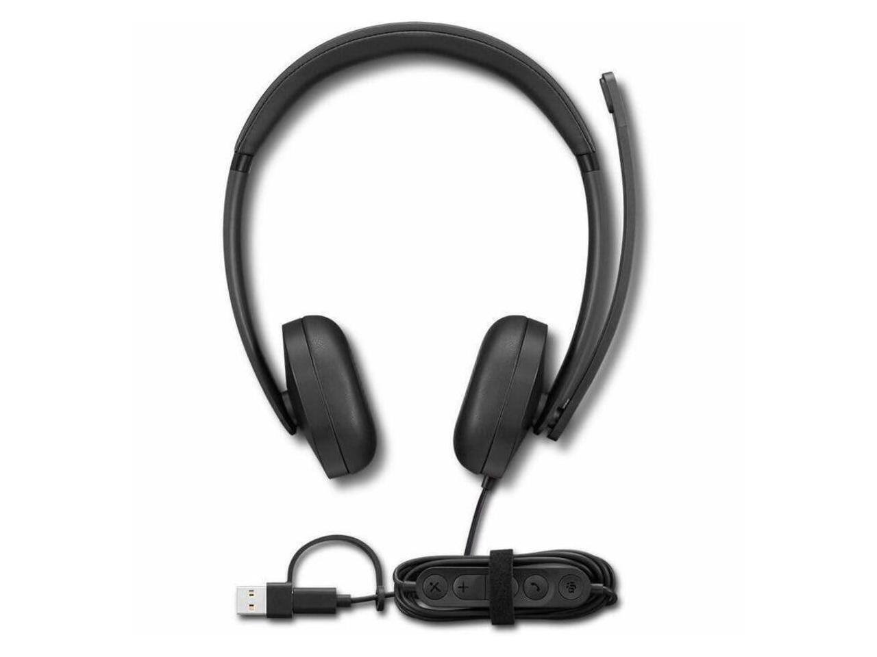 Alt View 9. Lenovo - Lenovo 5000 VoIP Headset - Microsoft Teams - USB A/C - Stereo - Noise Red - Black.