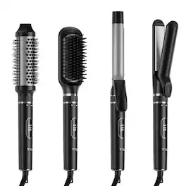 NICEBAY - Thermal Hair Brush, Curling Iron Hair Styling Tools, Flat Iron Hair Straightener, Curling Wand Hair Tools - Black